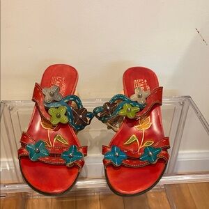 L'Artiste by Spring Step Red Floral Sandals